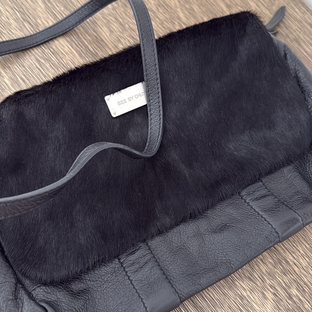See By Chloe Black Pony Hair and Leather Crossbody
